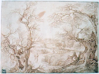 「冬の風景」、c1565-1602
