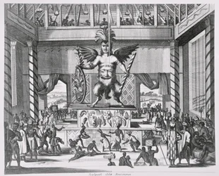 メキシコの神Huitzilopochtli、「Montanus de Niewe and Unknown Weereld」、1671年