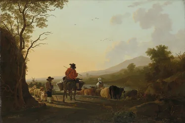 キャトルドライバーと羊飼いのいる風景、c.1780-85