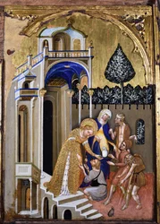 施しをするルシア、1410年頃。
