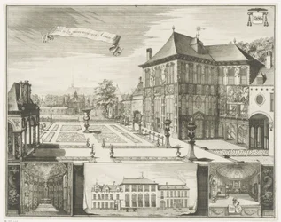 アントワープのルーベンスの家の眺め アントワープのヒルウェルエ家の眺め Parties de la maison Hilwerue Aanvers 1692 (オブジェクトのタイトル)