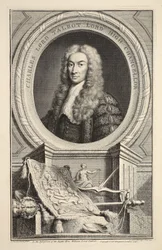 チャールズ、タルボット卿の肖像画、「イギリスの著名人の頭」からのイラスト、パブ。ナップトン、ロンドン1742