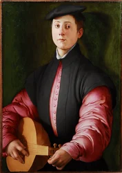 Luutun soittimen muotokuva, c. 1528-1529 (öljy puulle)