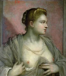 胸を露出する女性の肖像、c.1570