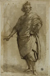 Standing Male Figure   1284127   ja       japanese Successfully Translated  Original: Flemish tapestry. Series The Trojan War. The Destruction of Troy (Destrucción de Troya). Eleventh tapestry in the series. Model Coëtivy Master (Henry or Conrard de Vulcop