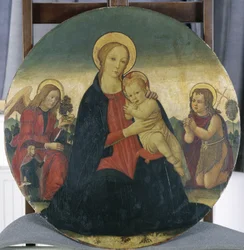マドンナと子供、大天使ラファエルとセントジョン、1490年頃（ポプラの木のテンペラ）