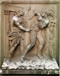 Adam and Eve Hunts of Earthly Paradise Low Embossed Marble by Jacopo Della Quercia (1374/8-1438) 1430-1435 Dim.86x68 cm ボローニャ サン・ペトロニオ教会
