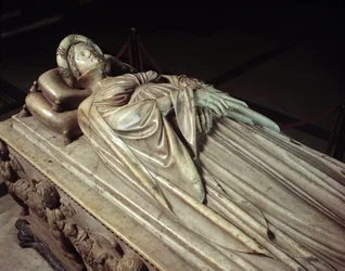 パオロ・グイニージ（1376～1432）の妻、イラリア・デル・カレット（1379～1405）による横たわる姿 イタリアの政治家（パオロ・グイニージの妻、イラリア・デル・カレットの葬祭碑） ヤコポ・デッラ・クエルチャ（1371/74～1438）による大理石彫刻 1406～1407 ルッカ（Lucca）、カテドラーレ・サン