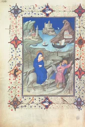 Ms 11060-61、「Tres Belles Heures du Duc de Berry」からのエジプトへの飛行、1409年頃