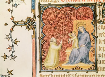 Ms Lat 18014 Jean de France（1340-1416）聖母子の前で祈るベリー公、Les Petites Heures de Duc de Berry、c.1385-90