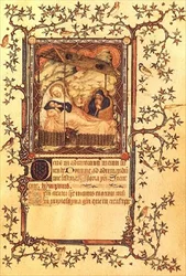 Ms Lat 18014 fol.38 ベリー公爵の小夜曲（1385-90年頃）より「キリスト降誕」（ベラム製