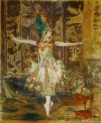 イーゴリ・ストラヴィンスキーのバレエ『火の鳥』を踊るタマラ・カルサヴィナ ...