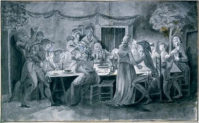革命期の結婚式の晩餐会 ジャック・ベルトー（1745-1818）が描いたもの パリ