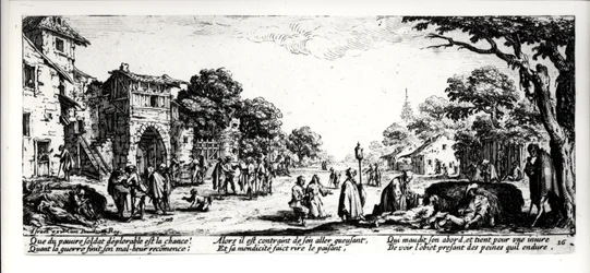 イスラエルのアンリエット（c.1590-1661）1633によって刻まれた、道端の死、「戦争の不幸と不幸」のプレート16