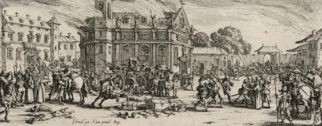 修道院の破壊、1633年（敷設紙にエッチング）