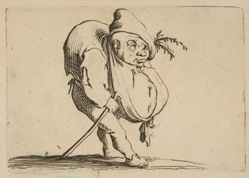 Le Bossu a La Canneヴァリーフィギュアゴビからの杖を持ったハンチバック、続き...、1616-22。