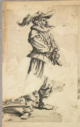 フェザードハットの兵士、ラノブレスデロレーヌ（verso）、c.1620-23