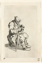 乞食：座り、食べること、乞食c。 1623年。