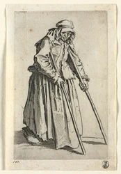 乞食：松葉杖の乞食女、c。 1623年。