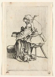 乞食：老婆と猫、c。 1623年。