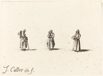 3 人の女性、1 人が子供を抱いている、おそらく 1634 年。