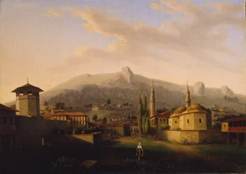 バフチサライ (ウクライナ) のカーン宮殿。 ジャック・クリストフ・ミヴィル (1786-1836) の絵画、キャンバスに油彩