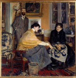ルドヴィク・ハレヴィ夫人、息子である作家エリー・ハレヴィ（1870-1937）、フローレンス・ハレヴィ ジャック・エミール（Jacques-Emile）・ブランシュ（1861-1942）の絵画 20世紀 個人蔵