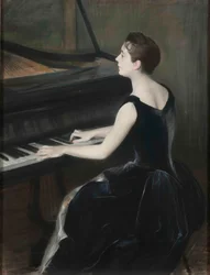 ピアニストのLéontineBordes-Pène1858-1924、1889-1890の肖像。