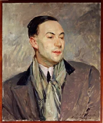 ポール・モラン（1888-1976）の肖像画のための習作 ジャック・エミール（Jacques-Emile）・ブランシュ（1861-1942）の絵画 薄暗い。0,54 x 0,45 m Rouen.美術博物館