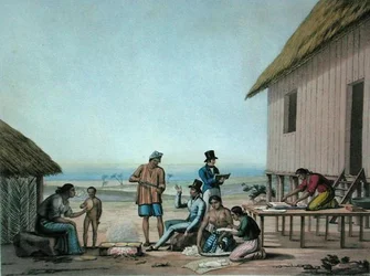 アガニア、グアム。国内での活動（1825年に出版されたLerougeとChoubardによる「Voyage Autour du Monde sur les Corvettes de L