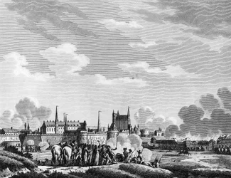 フランス革命。1793年6月29日のヴンデン人によるナント襲撃。スウェバックの後にベルソーが描いた版画 パリ、革命史研究所の図書館