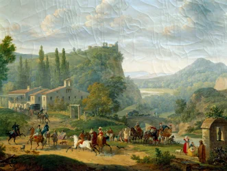 パッセンジャーストップ。フランソワ・スウェバック（Francois Swebach dit Swebach des Fontaines）（1769 - 1823）の絵画