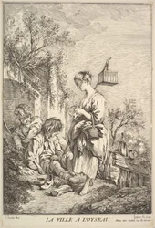 鳥を抱く少女、18世紀半ばから後半。