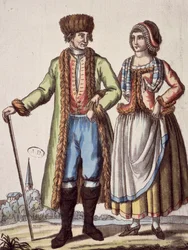 ジャック・グラッセ・ド・サン＝ソーヴル（1757-1810）の版画「プラハの夫婦」。