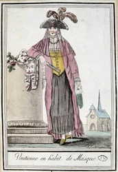 仮面をつけたヴェニスの女性（グラッセ・サン・ソーヴル編「航海百科」1796年、パリ