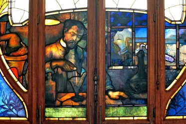 ナンシー（54部）、アールヌーボー、商工会議所、ジャック・グルーバー（1870-1936）によるステンドグラスの窓