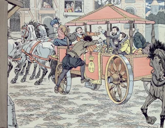 1610年5月14日、リュ・ド・ラ・フェロヌリでのフランソワ・ラヴァイヤックによるアンリ4世暗殺、1900年頃