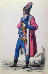 1793年のフランス国民代表の衣装（「フランスおよびその他の国の古今東西の軍装の新コレクション」より）、パリ