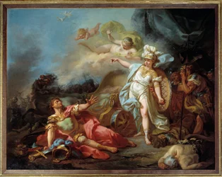 ミネルヴとマルスの戦い ジャック・ルイ・ダヴィッド（1748-1825）の絵画 日1.4x1.8メートル