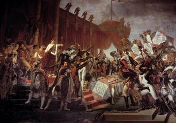 シャン・ド・マルスでの鷹の分配の後、皇帝ナポレオン1世（1769-1821）に行われた軍隊の宣誓（1804年5月12日） Detail.ジャック・ルイ・ダヴィッド（1748-1825）による絵画 19世紀 日6,1x9,3メートル。