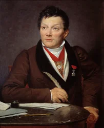 アレクサンドル・ルノワール（1761-1839）の肖像 考古学者であり、フランス記念物博物館の学芸員 ジャック・ルイ・ダヴィッド（1748-1825）の絵画 1817年 Sun.0,76x0,62 m - アレクサンドル・ルノワール（1761-1839）の肖像（考古学者、フランス博物館の学芸員