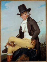 Pierre Seriziat (1757-1847) の肖像 画家のハンサムな兄 Jacques Louis David (1748-1825) 1795年、木に油彩、Dim.1,29x0,95 m - 画家の義理の兄弟であるピエール・セリジア（1757-1847）の肖像。ジャック・ルイ・ダヴィッドの絵画 (