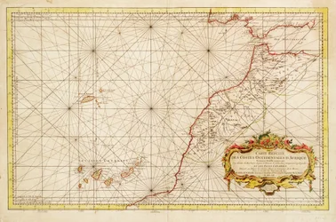 ジブラルタル海峡からカナリア諸島までのアフリカ北西海岸の地図