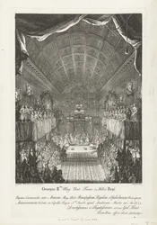 Huwelijk van Willem IV は 1734 年にアンナ王女に会いました George II Mag: Brit: Franc: & Hiber. アン (...) とウィリアム (...) の間の王の結婚式 14 日火曜日: アノ: 1733 (...) (オブジェクトのタイトル)