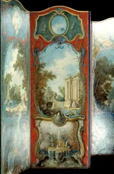 家具：ジャック・ド・ラジュー（1686-1761）のマルフレ紙に描かれた絵画屏風 18世紀