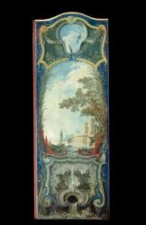 家具：ジャック・ド・ラジュー（1686-1761）のマルフレ紙に描かれた絵画屏風 18世紀