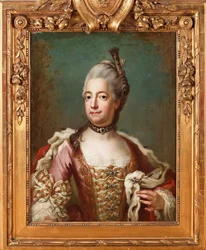 プロイセンのルイーズ・ウルリケ (ルイーズ・ウルリケ) (1720-1782)、スウェーデンの女王 - ヤコブ・ビョーク (1726-1793) による絵画、キャンバスに油彩、73x55 cm - プロイセンのルイーザ・ウルリカ、ヤコブ・ビョークによるキャンバスに油彩 - 個人蔵