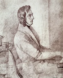 フレデリック ショパン (1810-1849)、ポーランドの作曲家の肖像。 - ゲッツェンバーガーによる描画