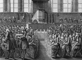 Jantar dos anabatistas, gravura de Jacobus van der Schley (1715-1779) de Cerimônias religiosas e costumes de todos os povos do mundo