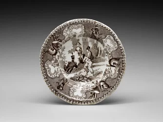 カッププレート 1837～1856年頃（鉛釉陶器に転写プリント